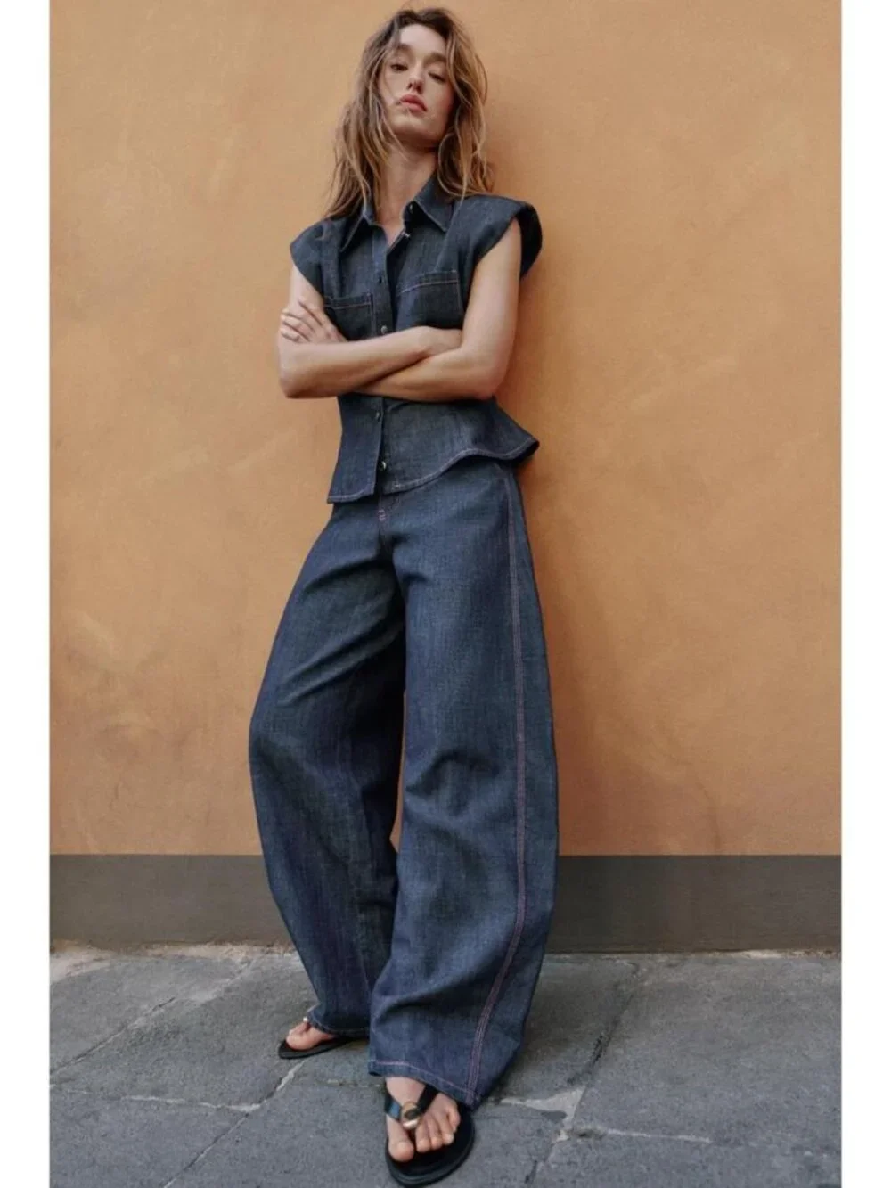 ZARA LINEN BARREL PANTS